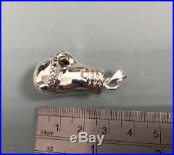 Vintage Heavy 925 Sterling Silver Solid Boxing Glove Cubic Zirconia Pendant 16g