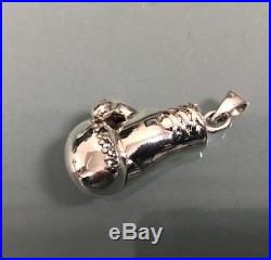 Vintage Heavy 925 Sterling Silver Solid Boxing Glove Cubic Zirconia Pendant 16g
