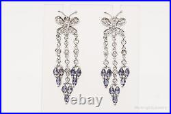 Vintage Iolite Cubic Zirconia Butterfly Sterling Silver Earrings