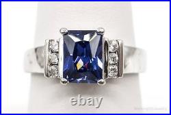 Vintage Iolite Cubic Zirconia Sterling Silver Ring Size 7.25