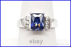 Vintage Iolite Cubic Zirconia Sterling Silver Ring Size 7.25