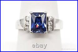 Vintage Iolite Cubic Zirconia Sterling Silver Ring Size 7.25