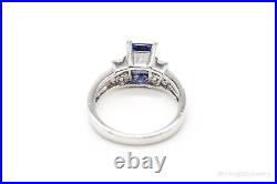 Vintage Iolite Cubic Zirconia Sterling Silver Ring Size 7.25