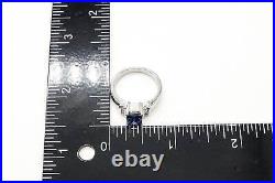 Vintage Iolite Cubic Zirconia Sterling Silver Ring Size 7.25