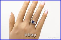 Vintage Iolite Cubic Zirconia Sterling Silver Ring Size 7.25