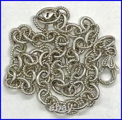 Vintage Judith Ripka Sterling Silver Cubic Zirconia Heart Lock Link Necklace 47g