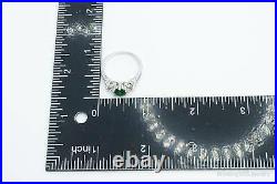 Vintage Lab Emerald Cubic Zirconia Sterling Silver Ring Size 9