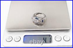Vintage Lab Sapphire Cubic Zirconia Sterling Silver Ring Size 5.25