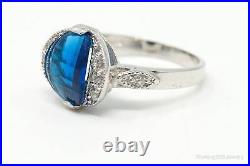 Vintage Lab Sapphire Cubic Zirconia Sterling Silver Ring Size 7.25