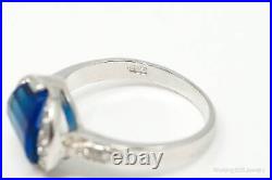 Vintage Lab Sapphire Cubic Zirconia Sterling Silver Ring Size 7.25