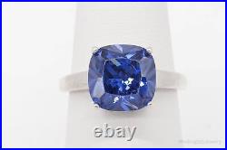Vintage Large Blue Cubic Zirconia Sterling Silver Ring Size 7