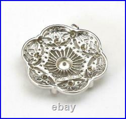 Vintage Large Cubic Zirconia Necklace Pendant Art Nouveau Style Sterling Silver