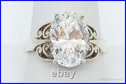 Vintage Large Cubic Zirconia Sterling Silver Ring Size 10
