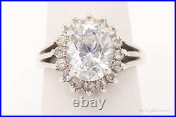 Vintage Large Cubic Zirconia Sterling Silver Ring Size 7