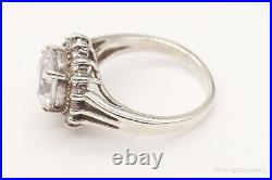 Vintage Large Cubic Zirconia Sterling Silver Ring Size 7