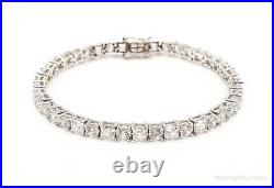 Vintage Large Cubic Zirconia Sterling Silver Tennis Bracelet