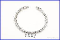 Vintage Large Cubic Zirconia Sterling Silver Tennis Bracelet