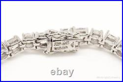 Vintage Large Cubic Zirconia Sterling Silver Tennis Bracelet