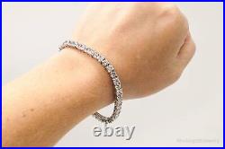 Vintage Large Cubic Zirconia Sterling Silver Tennis Bracelet