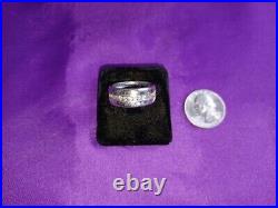 Vintage Men / Woman Sterling Silver 31 Stone Cubic Zirconia 2mm Band Ring Size 9