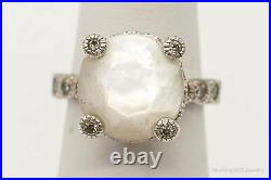 Vintage Mother Of Pearl Cubic Zirconia Sterling Silver Ring Size 5