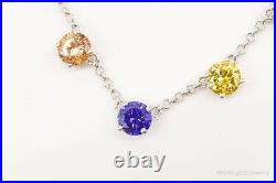 Vintage Multi Rainbow Colors Cubic Zirconia Sterling Silver Necklace