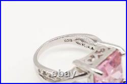 Vintage Pink & White Cubic Zirconia Sterling Silver Ring Size 7