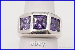 Vintage Purple Cubic Zirconia Sterling Silver Ring Size 6