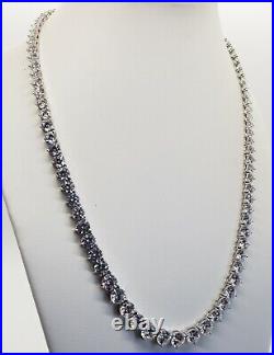 Vintage Rivière Eternity Cubic Zirconia Sterling Silver Necklace Bracelet Set