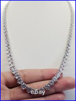 Vintage Rivière Eternity Cubic Zirconia Sterling Silver Necklace Bracelet Set