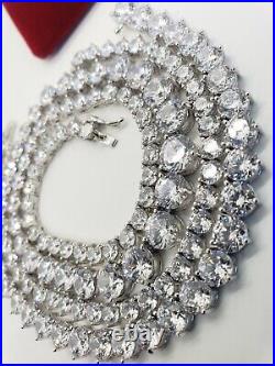 Vintage Rivière Eternity Cubic Zirconia Sterling Silver Necklace Bracelet Set