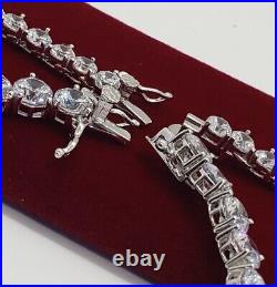 Vintage Rivière Eternity Cubic Zirconia Sterling Silver Necklace Bracelet Set