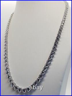 Vintage Rivière Eternity Cubic Zirconia Sterling Silver Necklace Bracelet Set