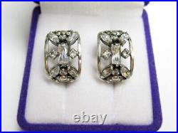 Vintage Russian Earrings Sterling Silver 925 Cubic Zirconia, Women's Jewelry