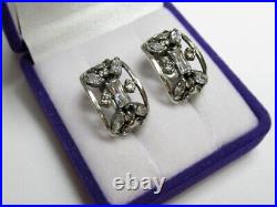 Vintage Russian Earrings Sterling Silver 925 Cubic Zirconia, Women's Jewelry