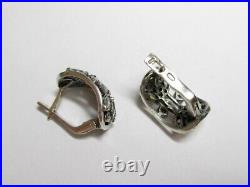 Vintage Russian Earrings Sterling Silver 925 Cubic Zirconia, Women's Jewelry