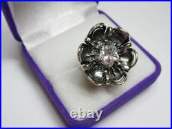 Vintage Russian Sterling Silver 925 Ring Cubic Zirconia, Women's Jewelry 5.25