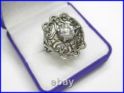 Vintage Russian Sterling Silver 925 Ring Cubic Zirconia, Women's Jewelry 7.75