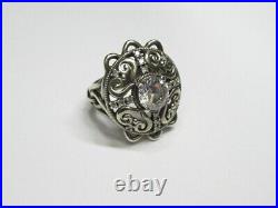 Vintage Russian Sterling Silver 925 Ring Cubic Zirconia, Women's Jewelry 7.75