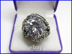 Vintage Russian Sterling Silver 925 Ring Cubic Zirconia, Women's Jewelry Size 9