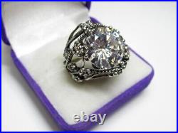 Vintage Russian Sterling Silver 925 Ring Cubic Zirconia, Women's Jewelry Size 9