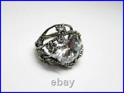 Vintage Russian Sterling Silver 925 Ring Cubic Zirconia, Women's Jewelry Size 9