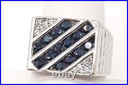 Vintage Sapphire Cubic Zirconia Sterling Silver Ring Size 9