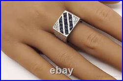 Vintage Sapphire Cubic Zirconia Sterling Silver Ring Size 9
