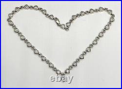 Vintage Signed Sterling Silver Cubic Zirconia Heart Links Necklace 1625g
