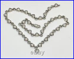 Vintage Signed Sterling Silver Cubic Zirconia Heart Links Necklace 1625g