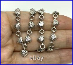 Vintage Signed Sterling Silver Cubic Zirconia Heart Links Necklace 1625g