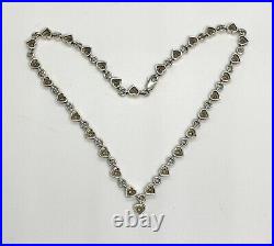 Vintage Signed Sterling Silver Cubic Zirconia Heart Links Necklace 1625g