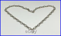 Vintage Signed Sterling Silver Cubic Zirconia Heart Links Necklace 1625g