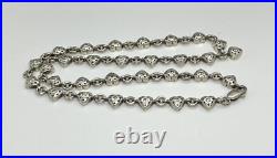 Vintage Signed Sterling Silver Cubic Zirconia Heart Links Necklace 1625g